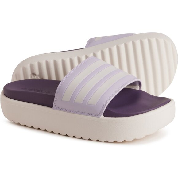 adidas  Adilette Platform Slide Sandals, Silver Dawn  Size Women 11    NIB - Picture 1 of 8